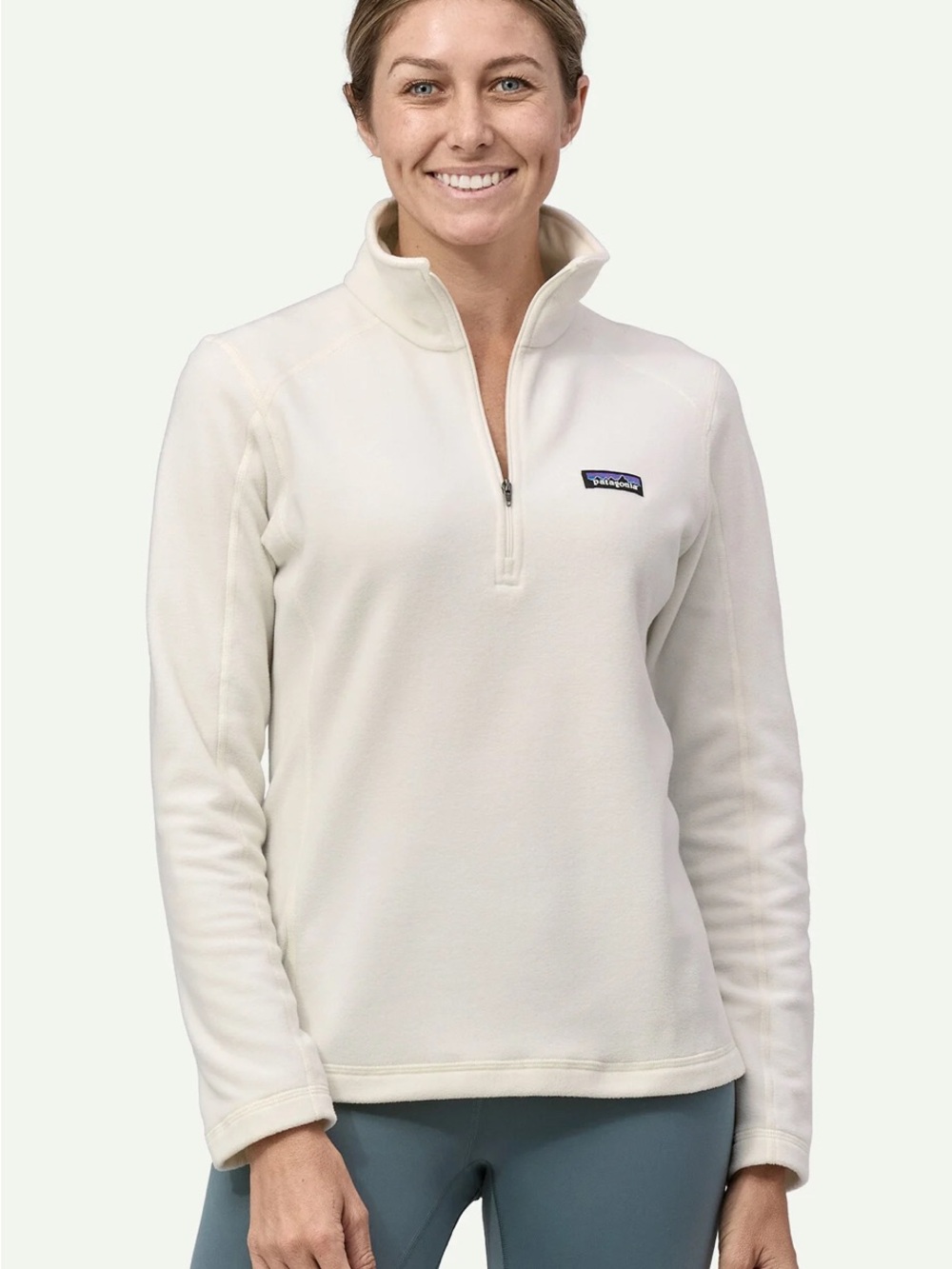 Like New Patagonia Women's Micro D Quarter Zip Fleece Pullover Birch White sz lg